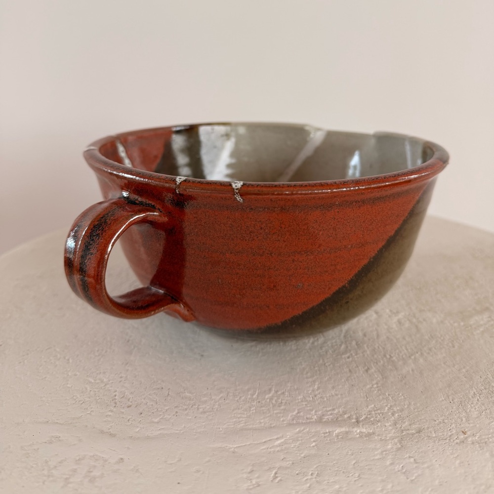 STUDIO POTTERY BATTER BOWL HANDLE/SPOUT HAND-MADE MID-CENTURY MODERN‎ CERAMICS - Picture 6 of 14